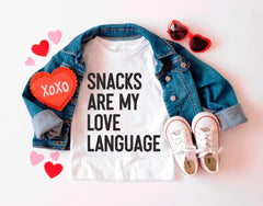 Snacks Are My Love Language Toddler Shirt - Funny Kid Valentines Day Tee