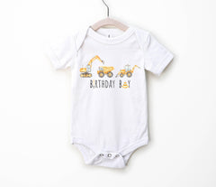 Construction Birthday Boy Shirt - Construction Theme Party Tee - Birthday Boy Bodysuit - Excavator Birthday Shirt - Bodysuit - Toddler Youth