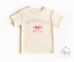 Birthday Bow Shirt - Coquette Theme Birthday Bodysuit - Bow Birthday Tee - Coquette Birthday - Gift for Her - Birthday Gift - Toddler Tee