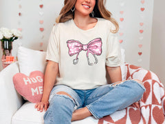Coquette Nurse Stethoscope Shirt - Valentines Gift for Nurse - Bow Stethoscope Nurse T-Shirt - Gift for RN - Nurse Appreciation Shirt