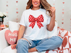 Coquette Valentine's Day T-Shirt - Heart Bow Shirt -  Girly Valentine Tee - Retro Valentine Gift - Coquette Bow Shirt - Valentine Day Gift