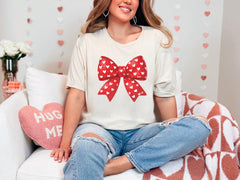 Coquette Valentine's Day T-Shirt - Heart Bow Shirt -  Girly Valentine Tee - Retro Valentine Gift - Coquette Bow Shirt - Valentine Day Gift