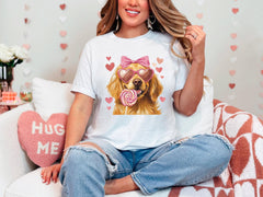 Golden Retriever Shirt - Valentine's Day Shirt - Valentine Golden Retriever  Tee - Coquette Golden Retriever - Dog Lover Gift -  Dog Mom Tee