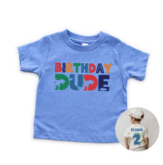 Dinosaur Birthday Boy Shirt - Custom Dinosaur Name Tee - Birthday Dude - Dinosaur Theme Party Shirt - Personalized Dino T-Shirt - T-Rex Bday