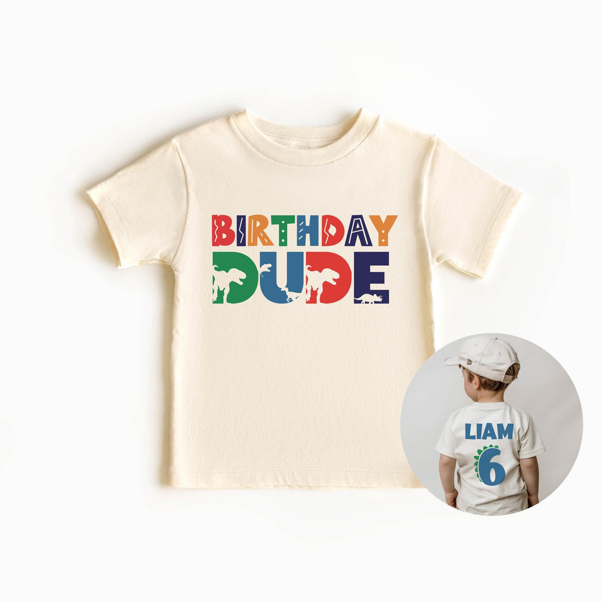 Dinosaur Birthday Boy Shirt - Custom Dinosaur Name Tee - Birthday Dude - Dinosaur Theme Party Shirt - Personalized Dino T-Shirt - T-Rex Bday