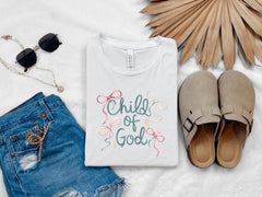 Child of God T-Shirt - Christian Gift - Coquette Shirt - Faith Shirt - Church Shirt - Gift for Her - Inspirational Tee - Bible Verse Shirt