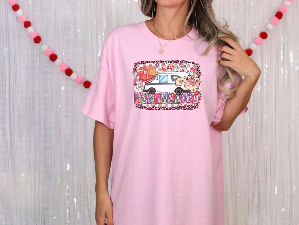 Retro Postal Valentines Day Shirt - Cute Postal Carrier Worker T-Shirt - Postal Truck Tee Gift - Mail Carrier Gift - Valentines Day Carrier