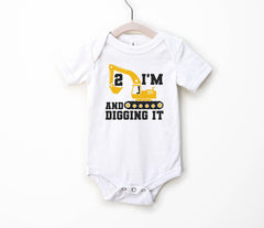 Construction Birthday Toddler Shirt - Custom Birthday Kids Tee - Excavator Birthday Bodysuit - I'm Digging It Kids Shirt - Boys Birthday