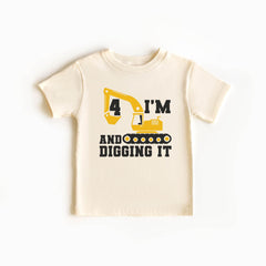 Construction Birthday Toddler Shirt - Custom Birthday Kids Tee - Excavator Birthday Bodysuit - I'm Digging It Kids Shirt - Boys Birthday