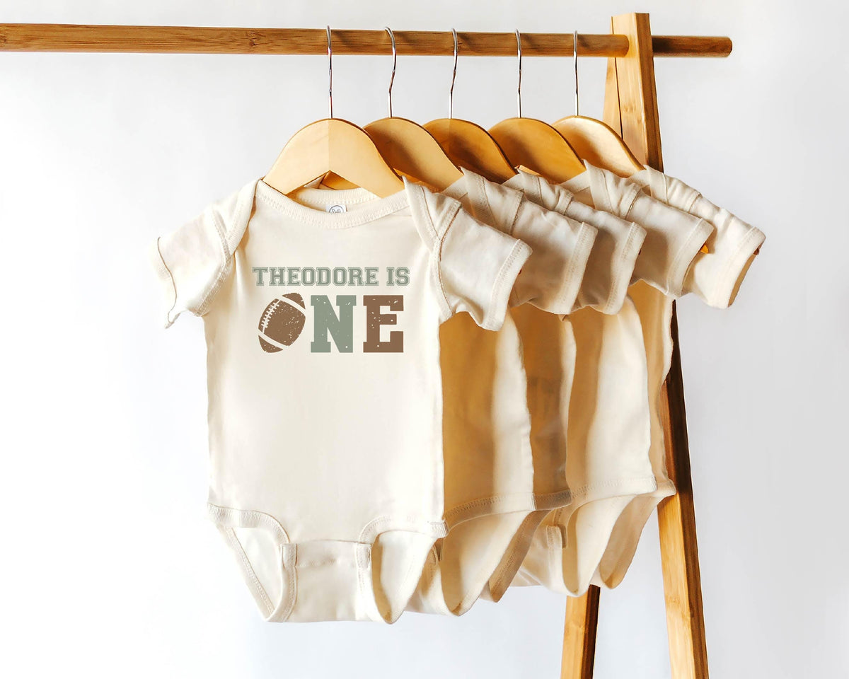 Custom Football Toddler Shirt - Personalized 1st Birthday Football Kids Tee - Football Theme Birthday - Birthday Boy Soccer Bodysuit