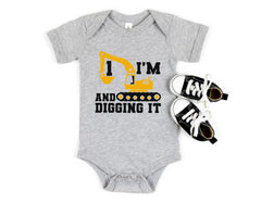 Construction Birthday Toddler Shirt - Custom Birthday Boy Bodysuit - Excavator Birthday Kids Tee - Construction Crew Shirt - I'm Digging It