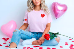 Personalized Valentines T-Shirt - Custom Initial on Sleeve Shirt - Valentines Day Gift - Couple Matching Tee - Girlfriend/Boyfriend Gift