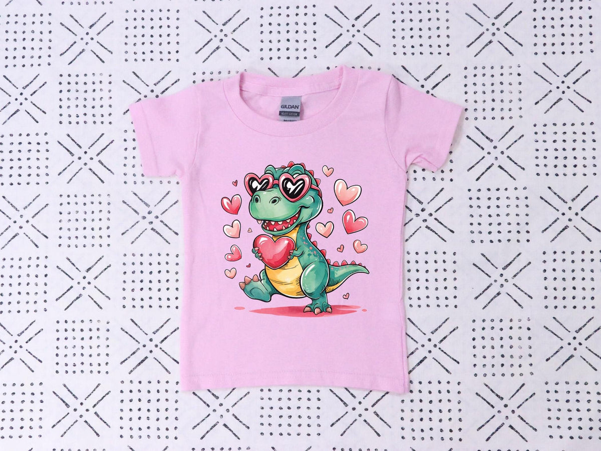 Valentine's Day Toddler Shirt - T-Rex Kids Tee - Funny Valentines - Youth Valentines Day - Romantic Dinosaur Kids Shirt - Valentine Dino