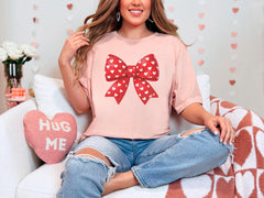 Coquette Valentine's Day T-Shirt - Heart Bow Shirt -  Girly Valentine Tee - Retro Valentine Gift - Coquette Bow Shirt - Valentine Day Gift