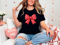 Coquette Valentine's Day T-Shirt - Heart Bow Shirt -  Girly Valentine Tee - Retro Valentine Gift - Coquette Bow Shirt - Valentine Day Gift