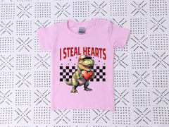 I Steal Hearts Kids Shirt - T-Rex Love Kids Tee - Valentines Day Gift - Funny Kids Toddler - Funny Valentine's - Cute Dinosaur Shirt