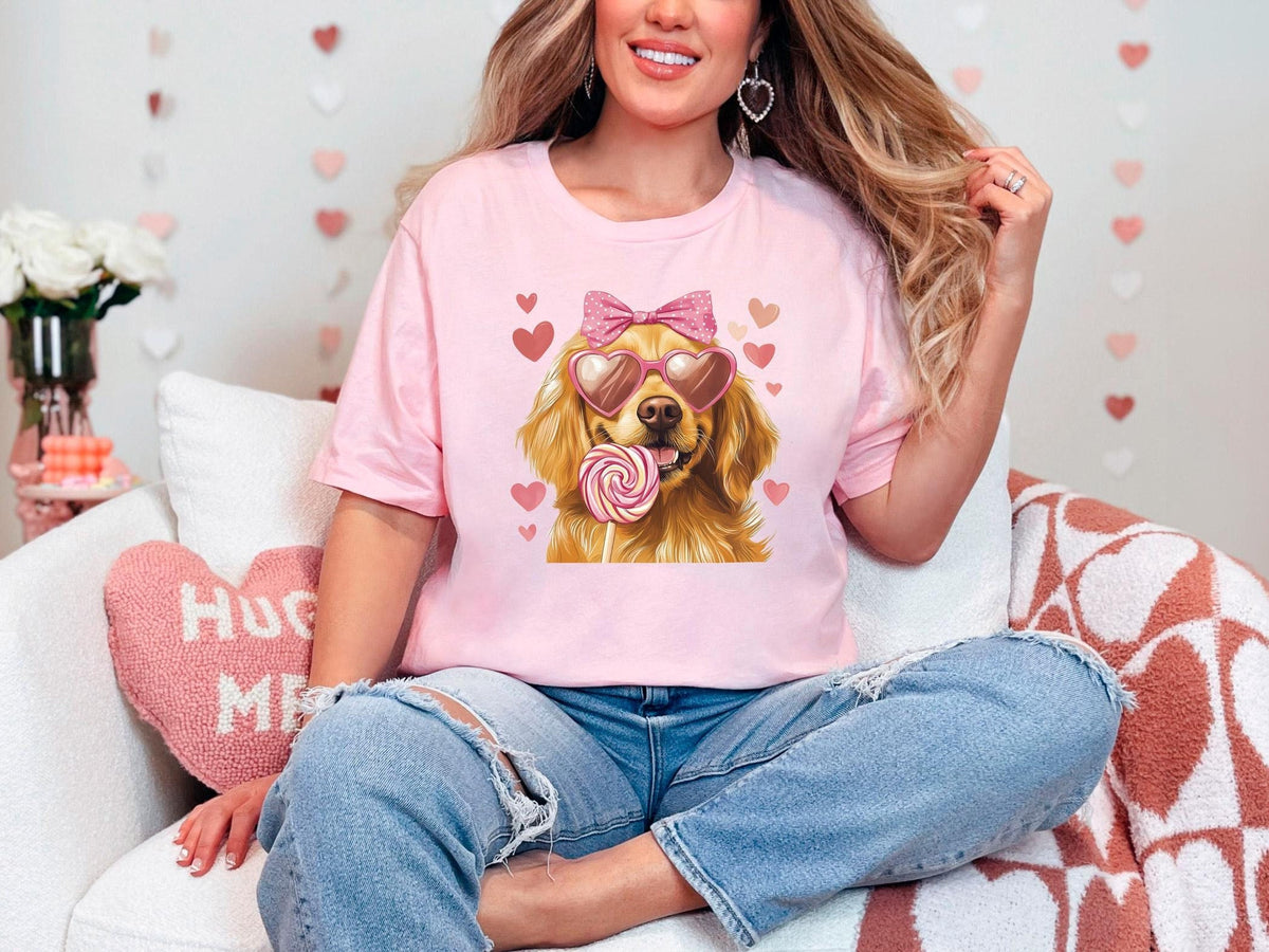 Golden Retriever Shirt - Valentine's Day Shirt - Valentine Golden Retriever  Tee - Coquette Golden Retriever - Dog Lover Gift -  Dog Mom Tee