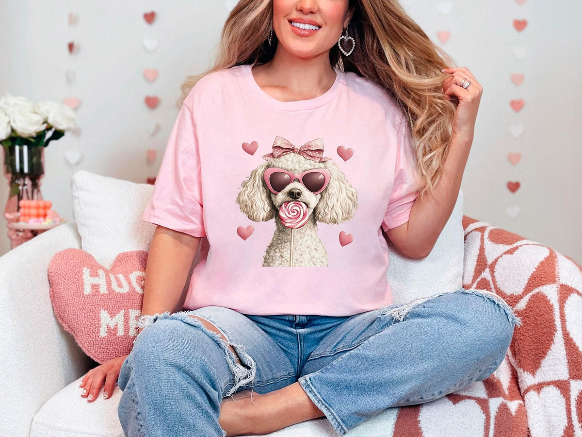 French Poodle Shirt - Valentine's Day Shirt - Valentine French Poodle Tee - Coquette French Poodle - Dog Lover Gift -  Dog Mom Tee