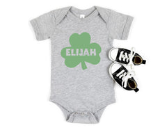 Custom Shamrock Toddler Shirt - Personalized St Patrick's Day -  Irish Boys Tee - Lucky Bodysuit - Custom Ireland Name - Natural T-Shirt