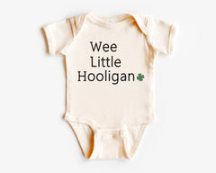 Wee Little Hooligan Toddler Shirt - Natural Crewneck - Patrick's Day Kids - Funny Irish Kids Tee - Retro Style - Shamrock Bodysuit Gift