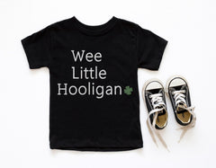 Wee Little Hooligan Toddler Shirt - Natural Crewneck - Patrick's Day Kids - Funny Irish Kids Tee - Retro Style - Shamrock Bodysuit Gift