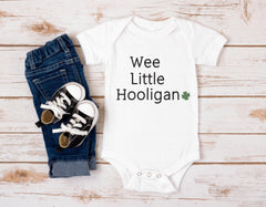 Wee Little Hooligan Toddler Shirt - Natural Crewneck - Patrick's Day Kids - Funny Irish Kids Tee - Retro Style - Shamrock Bodysuit Gift
