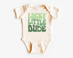 Lucky Little Dude - St. Patrick's Day Kids Shirt - Cute Irish  - Funny St. Patrick's Bodysuit - Irish Boys Tee - Lucky Bodysuit- Natural