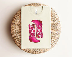 Valentine Cowgirl Shirt - Valentine Boots T-Shirt - Western Valentine Tee - Valentine's Day Outfit - Valentine's Day Gift - Cowgirl Gift