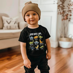 God Says I Am Toddler Shirt - Dinosaurs Kids Tee - Bible Verse Youth Shirt - Christian Kids Shirt - Truck Youth Shirt - Easter Kids