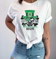 Let The Shenanigans Begin - Funny St Patrick's Day Shirt - Clover Tee - Sarcastic T-Shirt - Lucky Skeleton Tee - Patrick’s Day Gift