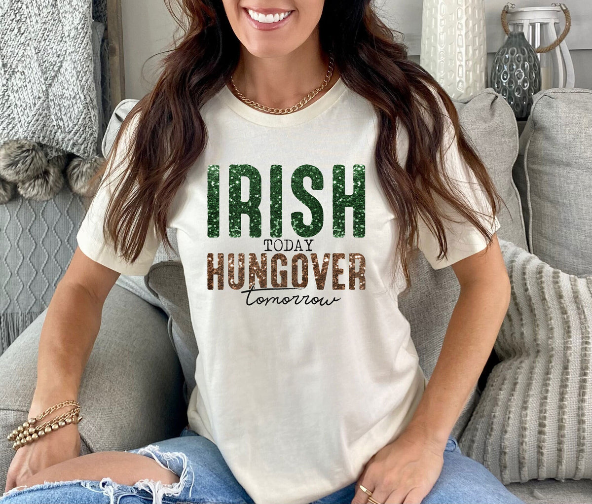Irish Today Hungover Tomorrow - Drinking T-Shirt - Funny St Patrick's Friends - Lucky Tee - Matching Patrick - Bar Shirt - St Patrick’s Gift