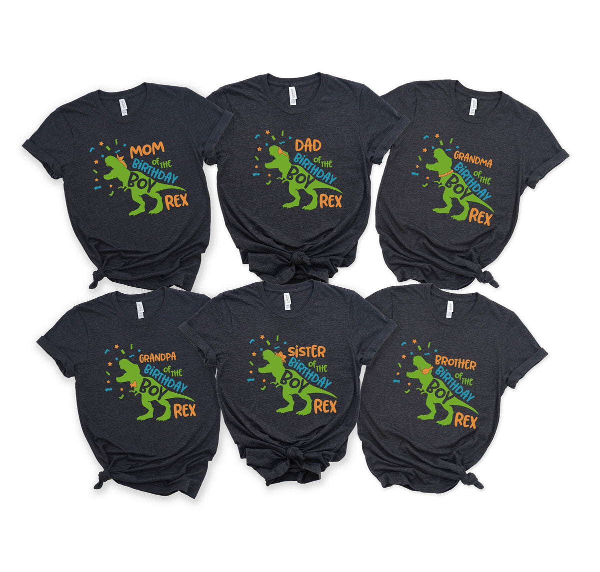 Dinosaur Birthday Shirts - Custom Dinosaur Party T-Shirts - T-Rex Birthday Boy Tees - Matching Shirts - Two Rex - Three Rex - Birthday Rex
