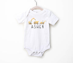 Personalized Construction Kids Shirts -  Toddler Excavator Tee - Custom Construction Kids Shirt - Truck Shirt for Toddlers - Boys Shirts