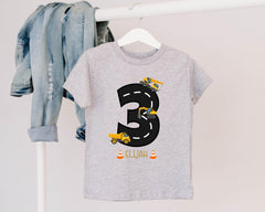 3rd Birthday Construction Shirt - Construction Theme - Birthday Boy Shirt - Dump Truck Birthday Tee - Excavator Birthday Shirt - Custom Name
