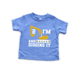Construction Birthday Toddler Shirt - Custom Birthday Kids Tee - Excavator Birthday Bodysuit - I'm Digging It Kids Shirt - Boys Birthday