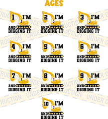 Construction Birthday Toddler Shirt - Custom Birthday Kids Tee - Excavator Birthday Bodysuit - I'm Digging It Kids Shirt - Boys Birthday