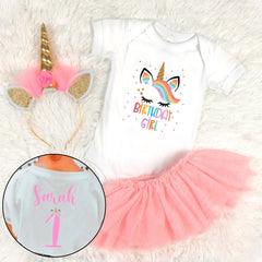 Unicorn birthday Kids Shirt - Custom Name Kids Tee - Personalized Age - Birthday Girl Outfit - Party Toddler Shirt - Unicorn Rainbow Themed