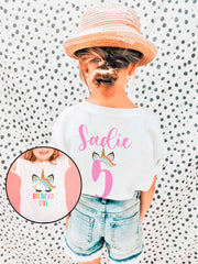 Unicorn birthday Kids Shirt - Custom Name Kids Tee - Personalized Age - Birthday Girl Outfit - Party Toddler Shirt - Unicorn Rainbow Themed