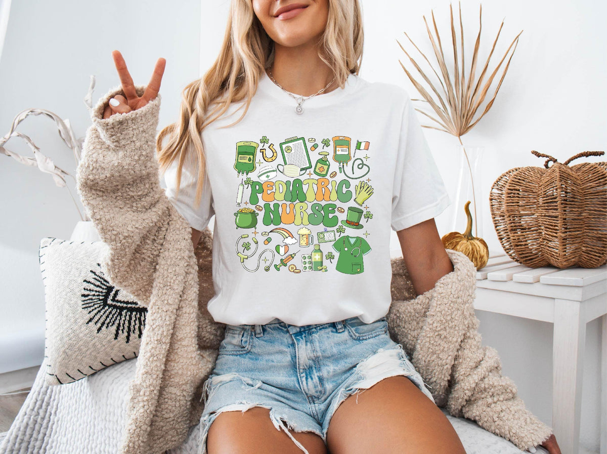Nurse St Patrick Shirt - Pediatric Nurse Shirt - Lucky Nurse - Gift for Nurse - Shamrock Nurse - Clover Nurse Shirt -  St. Patrick Gift