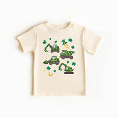 Excavator St. Patrick Shirt for Kids - Shamrock Truck Boy T-Shirt - Construction Excavator Kids Shirt - St. Patrick Truck Shirt