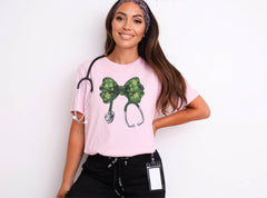 Nurse St. Patrick Shirt - Shamrock Nurse Shirt - St. Patrick Stethoscope T-Shirt - St. Patrick Nurse Gift - Lucky Nurse Shirt - RN ICU Shirt