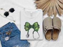 Nurse St. Patrick Shirt - Shamrock Nurse Shirt - St. Patrick Stethoscope T-Shirt - St. Patrick Nurse Gift - Lucky Nurse Shirt - RN ICU Shirt