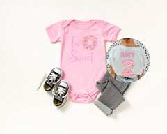 2nd Birthday Donut Shirt - Two Sweet Birthday Shirt - Donut Theme Party T-Shirt - Custom Birthday Shirt - Kids Name Birthday Shirt