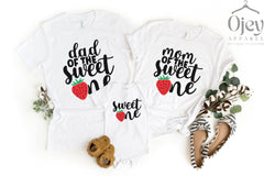 Sweet One Birthday T-Shirts - Strawberry Family Tees - Birthday Girl Shirt - 1'st Birthday Tee - Party Shirts Gift - First Bday