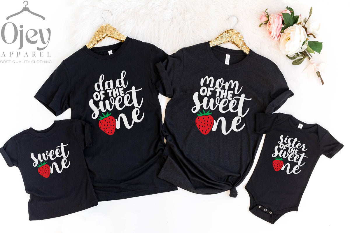 Sweet One Birthday T-Shirts - Strawberry Family Tees - Birthday Girl Shirt - 1'st Birthday Tee - Party Shirts Gift - First Bday
