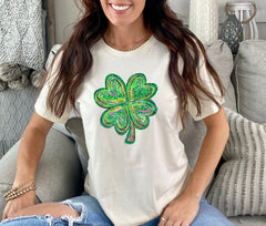St. Patricks Shirt - Four Leaf Clover Shirt - St. Patricks Day Outfit - Cute St. Patrick Shirt for Women (NOT Real Glitter)