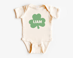 Custom Shamrock Toddler Shirt - Personalized St Patrick's Day -  Irish Boys Tee - Lucky Bodysuit - Custom Ireland Name - Natural T-Shirt