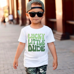 Lucky Little Dude - St. Patrick's Day Kids Shirt - Cute Irish  - Funny St. Patrick's Bodysuit - Irish Boys Tee - Lucky Bodysuit- Natural