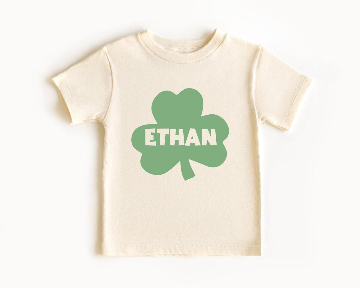 Custom Shamrock Toddler Shirt - Personalized St Patrick's Day -  Irish Boys Tee - Lucky Bodysuit - Custom Ireland Name - Natural T-Shirt
