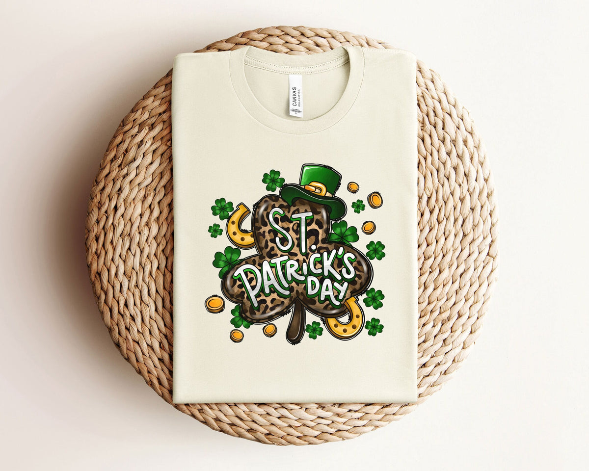 St. Patrick's Day Shirt - Shamrock Leopard Tee - St. Patrick's Women Tee - Gift for St. Patrick - Lucky Shamrock Shirt - Shamrock Tee
